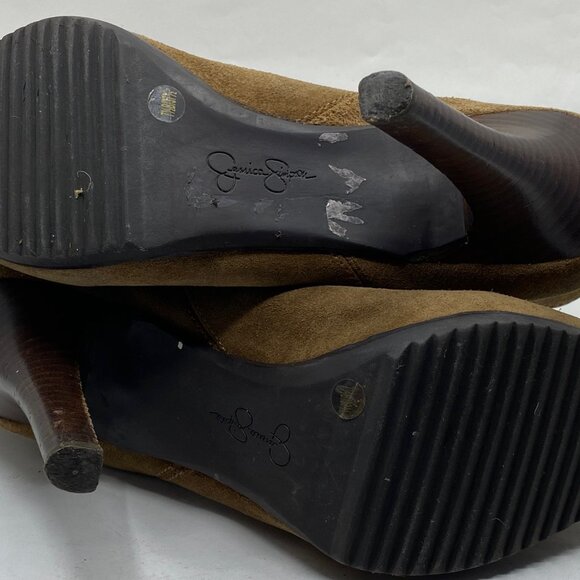 Jessica Simpson Tan Suede Heel Ankle Booties size 7.5 - Picture 6 of 8
